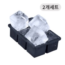 SMABAT 실리콘 얼음틀 6구 아이스 트레이 실리콘 사각 얼음보관통 냉동 아이스 왕얼음틀 뚜껑포함, 블랙, 2개