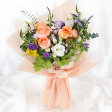 (오늘도착) 99플라워 예쁜 꽃다발 "피치빛 산책" 피치 오렌지 장미 ST-C642 - 졸업 프로포즈 발표회 입학 당일꽃배달 전국당일배송 생화, 1개