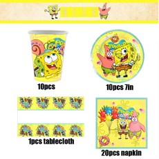 파티 선물 슬랩 풍선 식기 접시 어린이 팔찌 테이블보 장식 스폰지밥 가방 용품, 41pcs