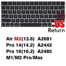 전용 실리콘 키보드 보호 스킨 커버 14 16인치 모델 M1 M2 호환 13, US Air 13 Pro 14 16