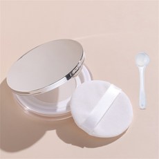 [퍼프 증정] 여행용 휴대용 슬림 공병 가루 파우더 케이스, 1개, 실버