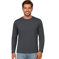 INGEAR 남성용 울트라 소프트 캐주얼 베이스 레이어 폴리블렌드 긴소매 티셔츠 크루넥 경량 저지 원단 차콜 L 152282