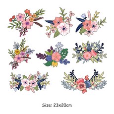 이로나 플라워 열전사 스티커세트 6종 의류 에코백 파우치 꾸미기 DIY, 04. 핑크 블루밍 8종, 1개