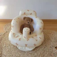 寶寶學坐充氣椅 嬰兒充氣坐墊 幼兒充氣小沙發 寶寶多功能學習座椅 洗澡椅, 熊熊（全身或熊頭隨機出貨）, 熊熊（全身或熊頭隨機出貨）