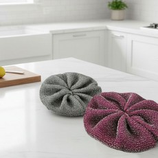 키친9단 리본 스텐 스틸 플라워 수세미, 5개, 2개입