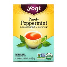 Yogi Tea 순수 페퍼민트 무카페인 티백 16개입 24g(85oz) 2팩, 24g, 1개