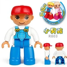큰빌딩 블록 그림 사람들 가족 전문 역할 DIY 벽돌 장난감 Duplo 피규어와 호환 유연한 관절, 04 R803  1PCS