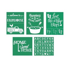 DGAGA 농장 실크 스크린 스텐실 5개 자체 접착 재사용 가능한 메시 스텐실 분필 페이스트용 목재 페인팅을 위한 인쇄 가구 의류 캔버스 홈 데코, DGAGA 농장 실크 스크린 스텐실 5개, 자체 접착