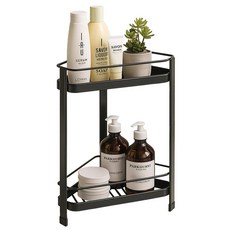 필굿리빙 욕실 스텐 코너 수납 선반대, 블랙, 1개
