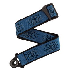 (老羊樂器店)D'Addario 50BAL系列 自動鎖定吉他背帶 自動鎖定 電吉他背帶 無需背帶扣 安全 背帶, 1個, 藍太陽 50BALPW04