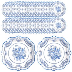 블루플로라 파티 일회용 종이접시 22cm, 40개입, 1개