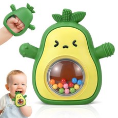 Avocado Baby Teething Toy Rattle BPA-Free Silicone Teething Mitten Babies 3-6 6-12 Months Anti-Dro, Avocado Baby Teething Toy Ratt