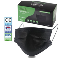 FDA 국내공식 인증 블랙 양면 고급형 3중레이어 덴탈마스크 프리미엄 1회용, 50개입, 1개