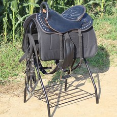 안장 조랑말 도구 50kg 28곡 의자 선물 내하중 트 타는 승마 대형, 볼륨업 블랙 말가죽 안장 선 풀세트