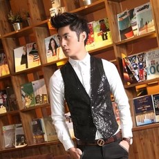 亮片馬甲背心 男士夜店演出服裝 爵士舞攝影 工廠直銷
