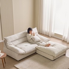 플러피쇼파 아쿠아텍스 3인용 패브릭 소파, 3인 소파 (스툴 포함)