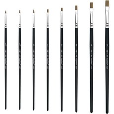 XDT#537 플랫 아티스트 페인트 브러시 5종 세트 미디엄 뻣뻣한 나일론 헤어 엑스트라 숏 핸들 #1#2#3#4#5 아크릴 오일 수채화