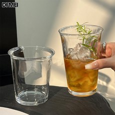 DFMEI 簡約玻璃杯冰美式ins反口咖啡杯水杯牛奶飲料杯奶昔奶茶, 1個