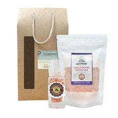 푸리오 히말라야 핑크소금 그라인더 100g+굵은소금 리필용500g+크라프트 쇼핑백 설 명절 선물세트, 1개