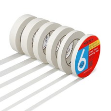 미덴 5팩 화이트 아티스트 테이프 0.2" 0.5" 0.75" 1.0" x 60야드 멀티사이즈 마스킹 아트 그림 그리기 프레임용 무산 페인트 공예 사무실 학교용 범용, 6 Pack, White