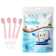 JOUGE 미니 브러시 - 치약 + 혀 스크레이퍼가 있는 일회용 칫솔 + 픽+치실 픽 5 in 1 개별 포장 직장 또는 여행용 12개 (혼합 맛-12개), 아이스 수박 맛