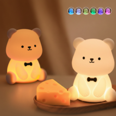 노을홈 실리콘 7불빛 테디베어 곰돌이 곰인형 말랑 무선 무드등 수유등 수면등 출산선물 분리수면, 브라운 곰돌이