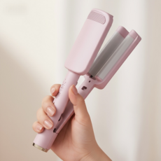 물결 고데기 32mm 도자기유약 4단계 온도조절, 핑크색, TR-Q1