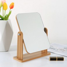 에이비엠코리아 우드 사각 탁상거울, 갈색