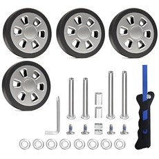 [ 1158418 ] 4개 세트 슈트케이스 교체용 스피너 휠 고무 수하물 바퀴 2가지 사이즈 차축 음소거 유연하고 매끄러운 손상된 트롤리 캐스터 수리 60mm, [ 1158418 ] 4개 세트 슈트케이스 교체용 스피