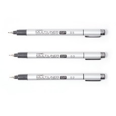 時代中西畫材 COPIC Multiliner SP 極細可換內芯鋁管代針筆 多尺寸可選 替換筆頭設計 繪畫設計專用, 1個, 0.2