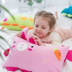 조우니 쥬쥬 동물 베개 대 커버+솜, 토끼(핑크), 1개