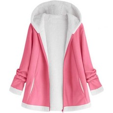 Womens Outerwear FGotal 여성 코트 F고탈 패션 캐주얼 솔리드 기모 퍼지 지퍼 플러시 후디 따뜻한 겨울 아웃웨어 재킷, XX-Large, Hot Pink