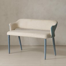 파로마 이즈 제인 2인용 패브릭 등받이 식탁 벤치 의자, 투톤