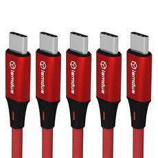 iamdue 雪紡 Type-A to Type-C 高速充電線, 紅色, 5個, 200cm
