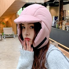 투니스 여성 단색 기모 보온 귀달이 모자