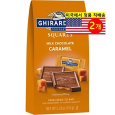 GHIRARDELLI CHOCOLATE COMPANY x 초콜릿 스퀘어 캐러멜 충전재가 있는 밀크 초콜릿, 151g, 2개