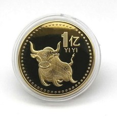 小目標手玩紀念章 王健林創意擺件 搞笑生日禮物 臺灣出貨, 1個, 【牛氣沖天】1億小目標 金色1枚