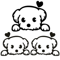 별라 자동차 스크래치 스티커 귀여운 강아지 차량용 흠집 커버 1세트, 3개, 블랙