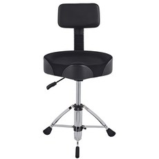 등받이 연주 의자 유압식 리프팅 높이 조절 회전형 드럼 기타 버스킹 밴드 원형 체어, 1개, 블랙