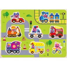 퍼즐 놀이 소방차 핑크퐁 영어단어 완구 유아동원목퍼즐 퍼즐놀이 나무조각, 8피스, 1개