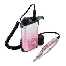 Liarty 충전식 휴대용 네일드릴머신 35000RPM 아이스플라워 디자인 큐티클 네일아트 매니큐어 젤네일 제거, 연핑크, 1개