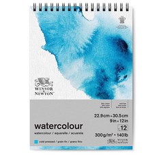 Winsor & Newton 클래식 수채화 종이 패드 22.9 x 30.5cm(9 12인치) 내추럴 화이트, 유선