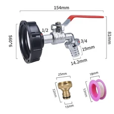 S60x6 굵은 나사산 IBC 탱크 탭 연결기 x 1/2'' 3/4'' 워터 커플링 어댑터 1000L 정원용 가정용 교체 밸브, 03 6