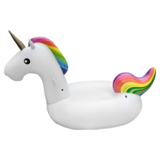 大人兒童適用獨角獸造型浮床 加大加寬PVC材質水上浮具 泳池海灘戲水玩具, 彩虹色, 白色, 粉色, 黃色, 藍色, 1个