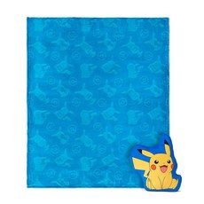 Bluey Impressions 담요 및 베개 세트 101.6cm x 127cm(40 x 50인치) 실크 터치 담요 매칭 캐릭터 베개 포함 - 부드럽고 아늑한 선물용 담요, 포켓몬 임프레션