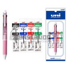 제트스트림 4색볼펜(SXE4-500-07)0.7mm 멀티펜/리필심 세트, 핑크1+리필심 블랙1+블루1+레드1+그린1 세트