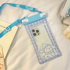 卡通可觸屏氣囊手機防水袋 手機袋 溫泉游泳漂流潛水密封手機套通用, 1個, 睡衣狗