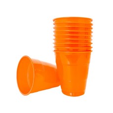 파티컵 오렌지 소형 플라스틱 PVC 생일 일회용, 1개, 1개입