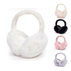 칸쿤 아동 주니어 여성 접이식 털귀마개 EM_02, 화이트, 1개