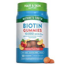 NATURE'S TRUTH 綠萃淨 生物素 10000mcg 美味水蜜桃風味軟糖, 1個, 50顆